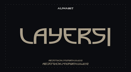 layers Abstract Fashion Best font alphabet. Minimal modern urban fonts for logo, brand, fashion, Heading etc. Typography typeface uppercase lowercase and number. vector illustration full Premium look