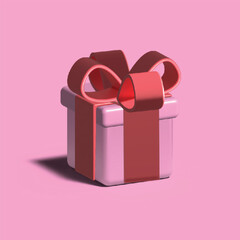 3d illustration of gift with red ribbon