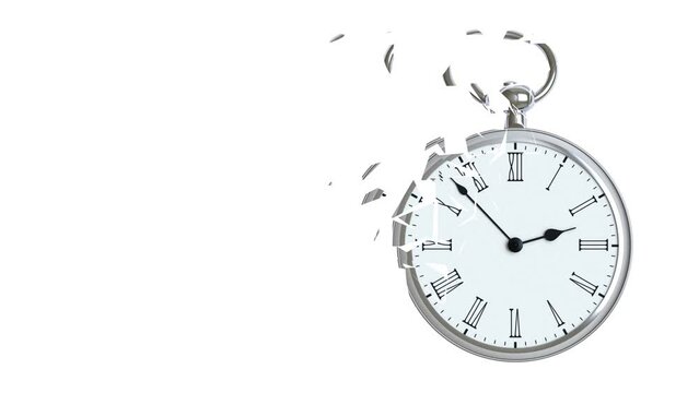 Pocket watch scrumbling on white background. 3D illustration.