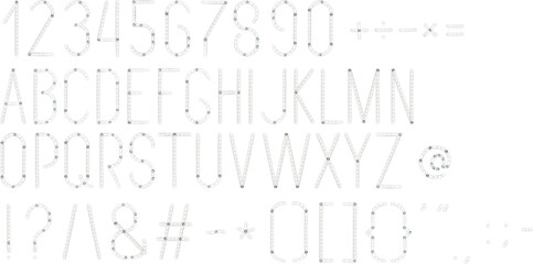 Obraz premium The alphabet and numbers are assembled from a children's metal constructor