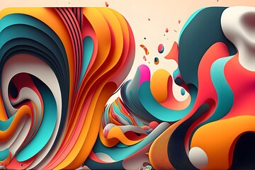 Obraz premium Abstract colorful wavy lines background. Colorful Abstract 3D Background , Generative AI