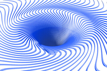 3d rendered spiral arms merging in hole colored blue shiny reflection
