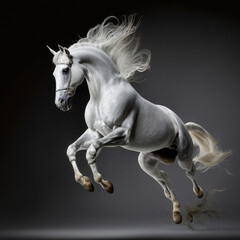 Fototapeta na wymiar white horse jumping