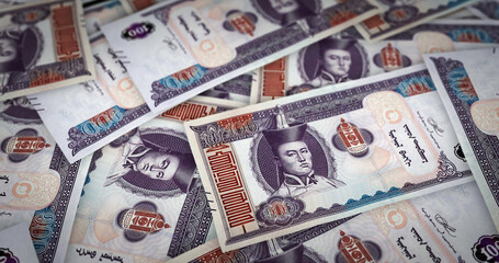 Mongolia Togrog note money printing concept 3d illustration