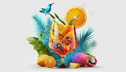 Tropical cocktail, fruit cocktail, summer, vacation