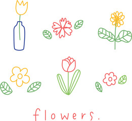 Simple drawing flowers for decorating. Drawing icon of flower for tattoo design. 