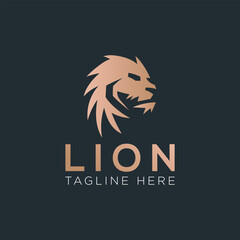 King Lion Head Logo, Lion Strong Logo Golden Royal Premium Elegant Design