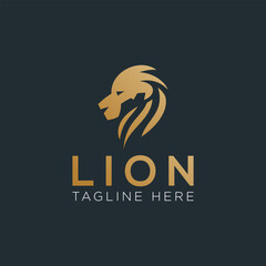 King Lion Head Logo, Lion Strong Logo Golden Royal Premium Elegant Design