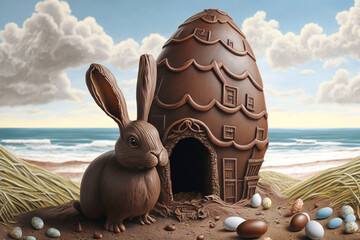 chocolate easter bunny, generative ai