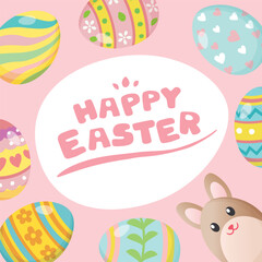 イースターのウサギと卵の背景イラスト