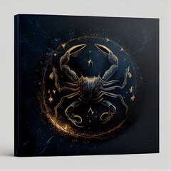 zodiac sign Cancer, starry night, highly detailed, dark smooth background AI Generated
