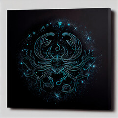 zodiac sign Cancer, starry night, highly detailed, dark smooth background AI Generated