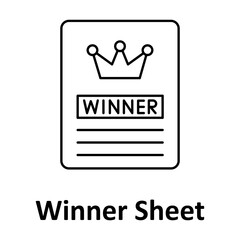 Winner sheet vector icon easily modify

