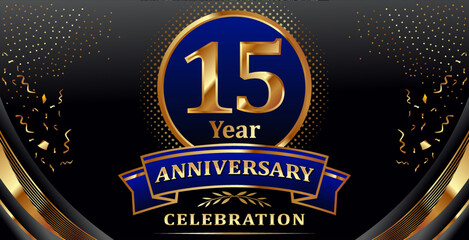 golden elements in 15 anniversary background