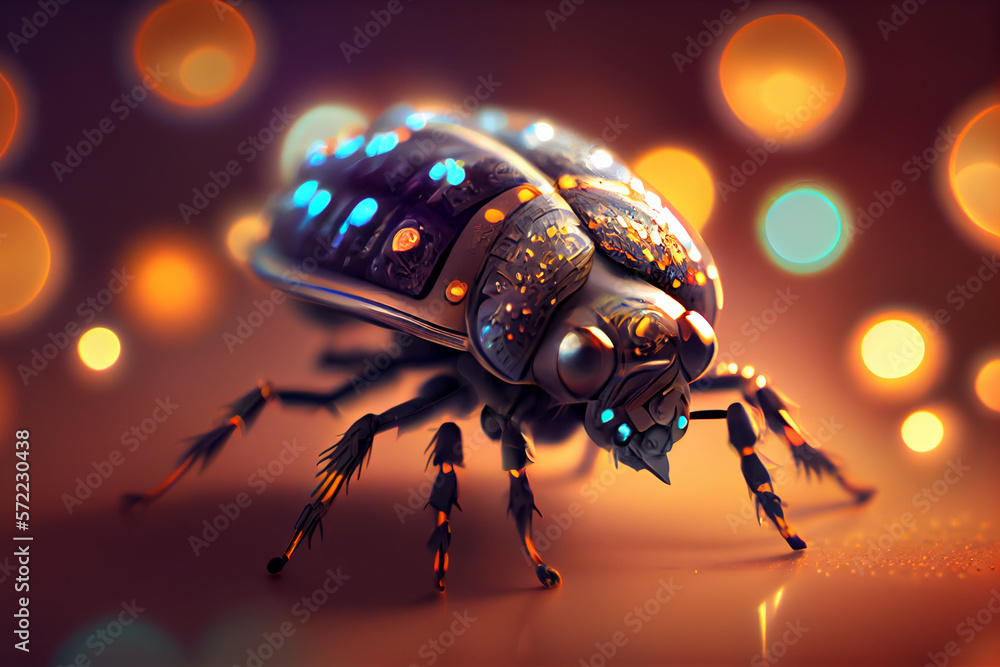 Aufkleber Beautiful abstract bug on a bright bokeh background. 