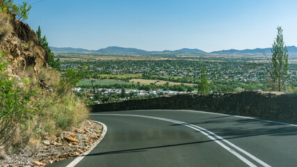 Tamworth, New South Wales, Australia - Panoramic road towards the town