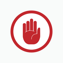 Hand Stop Icon. Reject, Prohibited Symbol for Entry  - Vector.   