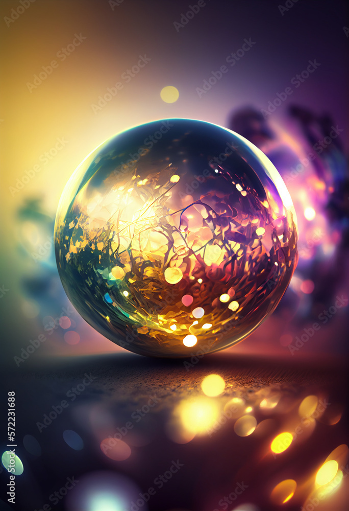 Poster beautiful abstract world on a bright bokeh background.