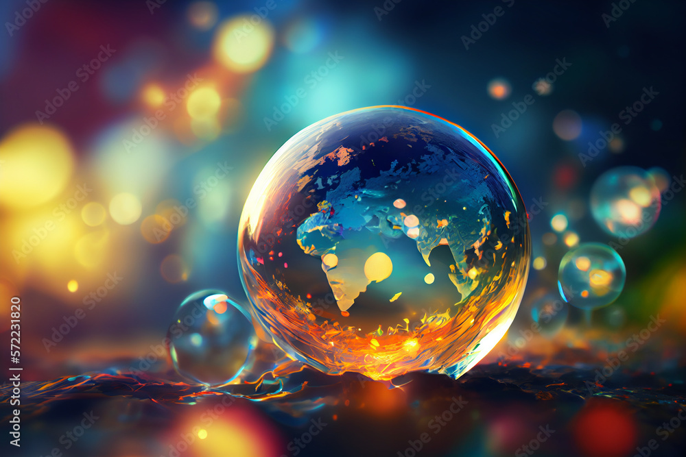 Poster beautiful abstract world on a bright bokeh background.