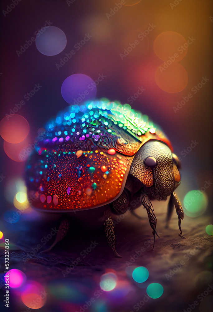 Aufkleber Beautiful abstract bug on a bright bokeh background. 