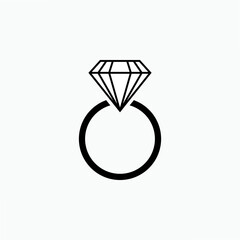 Diamond Ring Icon. Jewelry Symbol - Vector. 