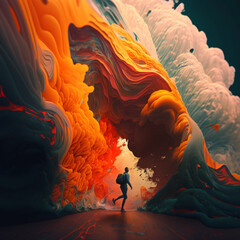 the cave in the mountains abstract, Generative Ai