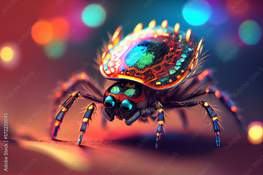 Poster Beautiful abstract bug on a bright bokeh background
