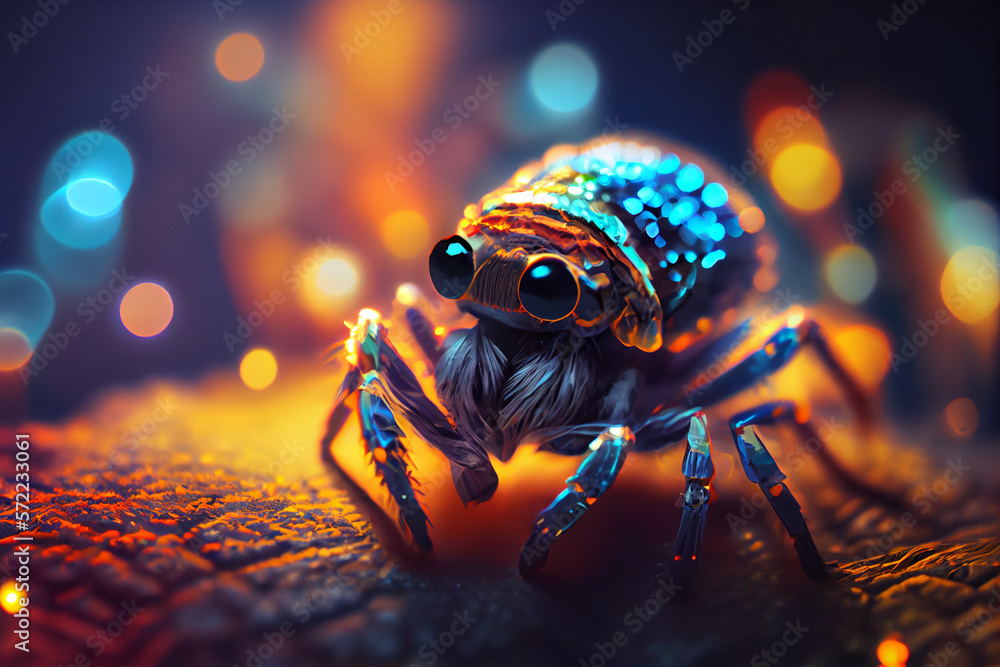 Poster Beautiful abstract bug on a bright bokeh background