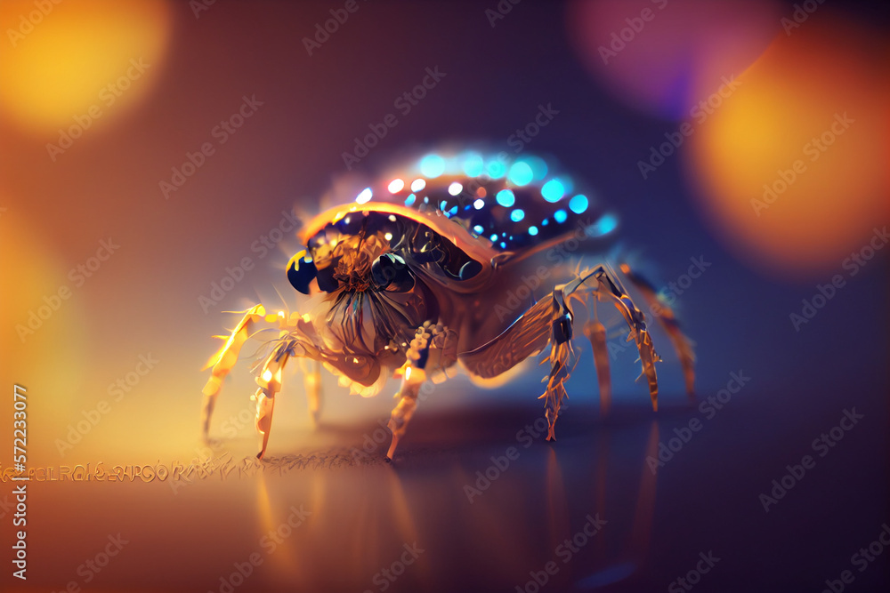 Poster Beautiful abstract bug on a bright bokeh background