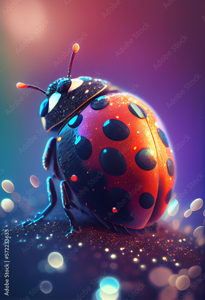 Aufkleber Beautiful abstract bug on a bright bokeh background