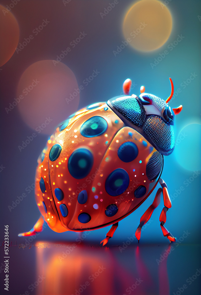 Aufkleber Beautiful abstract bug on a bright bokeh background