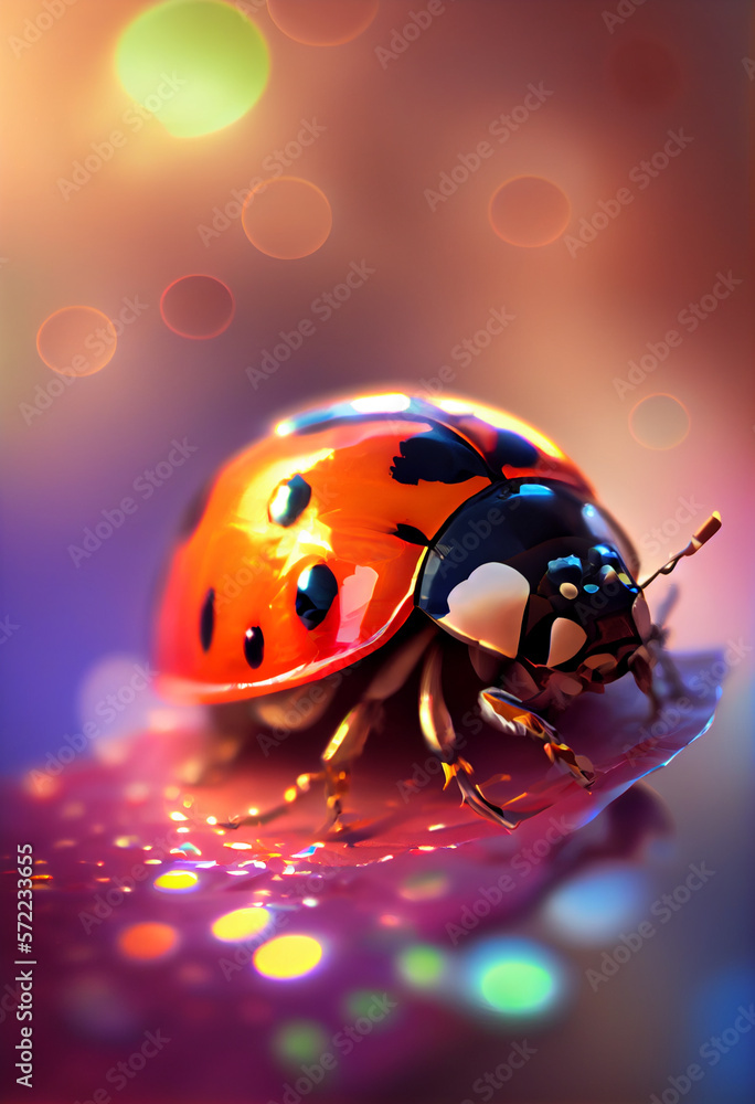 Poster Beautiful abstract bug on a bright bokeh background