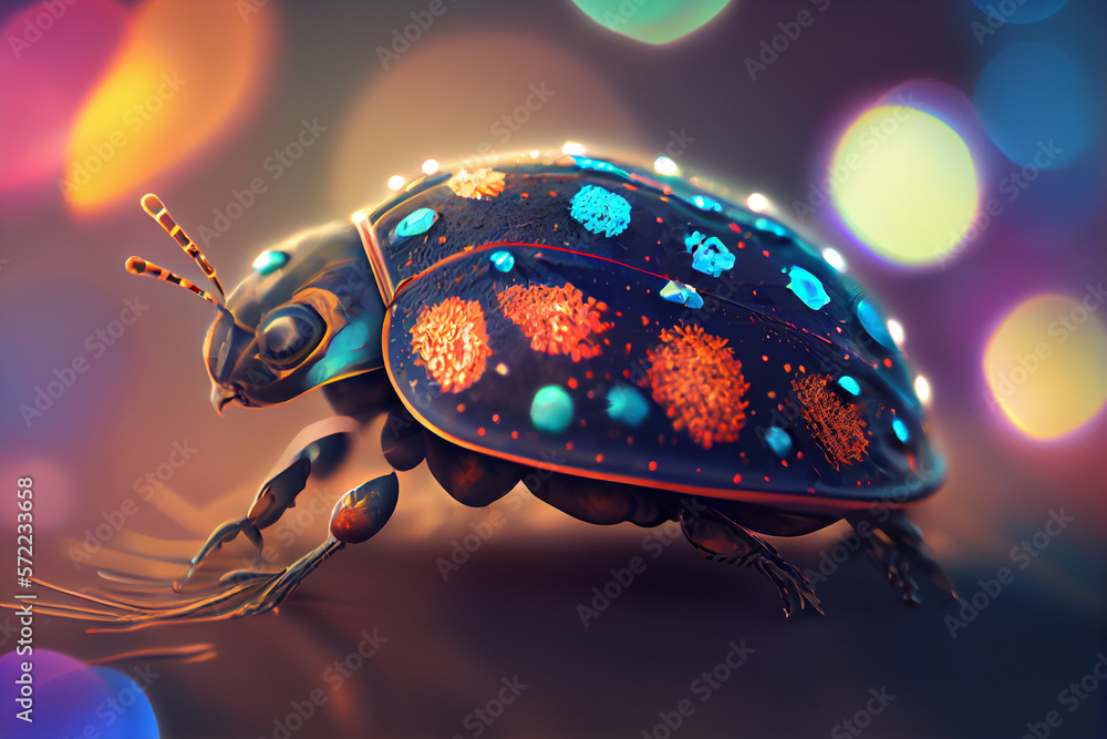 Aufkleber Beautiful abstract bug on a bright bokeh background