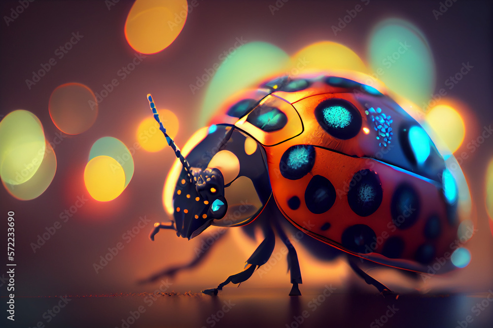 Aufkleber Beautiful abstract bug on a bright bokeh background