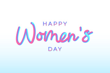 Happy Women's Day. 3d lettering. Handwritten text. Vector illustration.