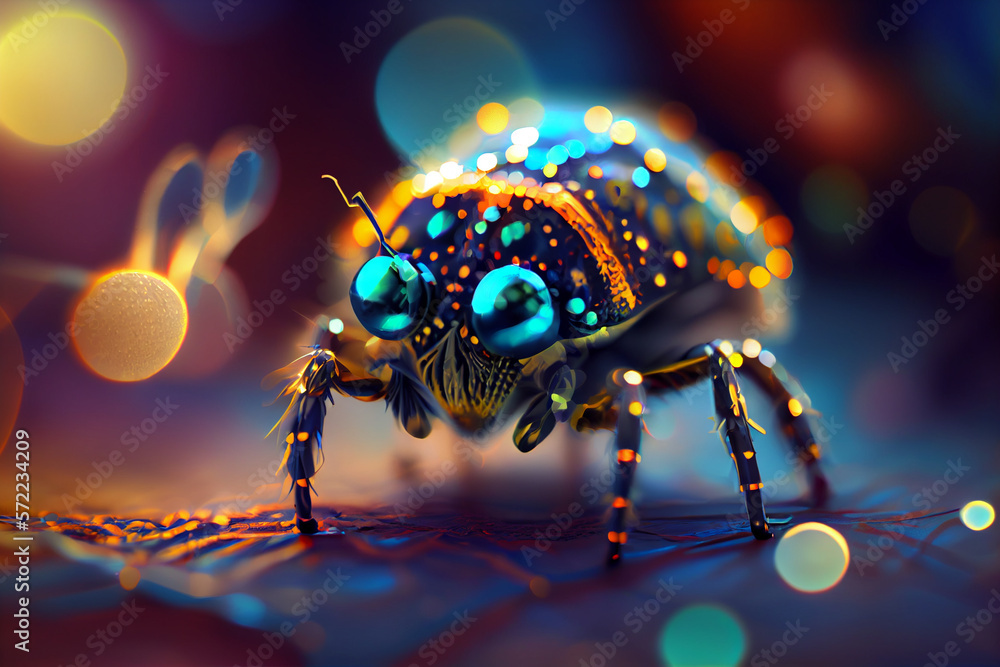 Aufkleber Beautiful abstract bug on a bright bokeh background