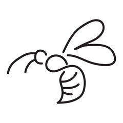 Bee line art clipart, Linear of doodle bees Vector illustration isolated on white background. Simple hand drawn design elements.