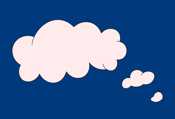 Speech bubble clouds on a navy background (right) 