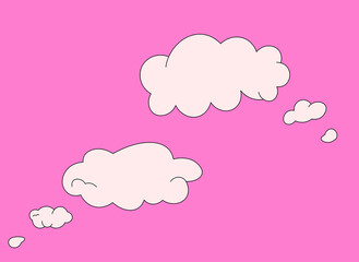 Set of two speech bubble clouds on a pink background