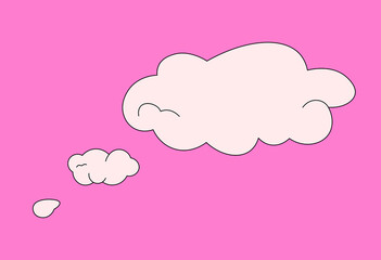 Speech bubble clouds on a pink background (left) 