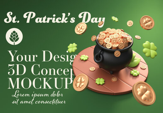 St. Patrick's Day Pot of Gold Concept Mockup