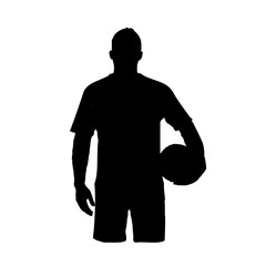 Obraz premium silhouette of a soccer player when playing ball with transparent background