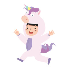 Obraz na płótnie Canvas Cute Kid girl unicorn costume cartoon