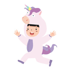 Cute Kid girl unicorn costume cartoon