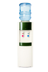 White cooler with water bottle isolated on white background