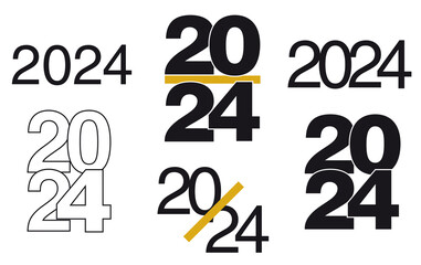 Cartel año 2024 sobre un fondo blanco. Vista de frente y de cerca