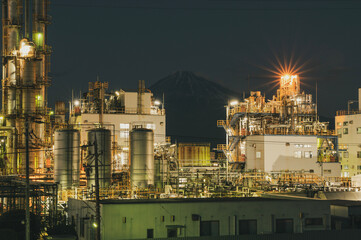 富士山と工場夜景