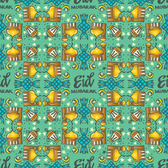 Naklejka premium Seamless pattern Eid Mubarak background.