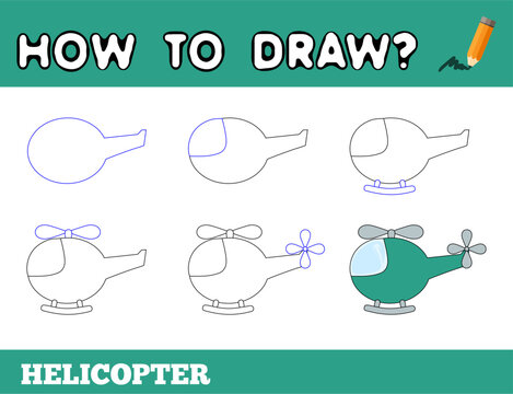 How to draw helicopter step by step drawing tutorial for children