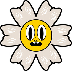 Groovy Flower Cartoon Vector